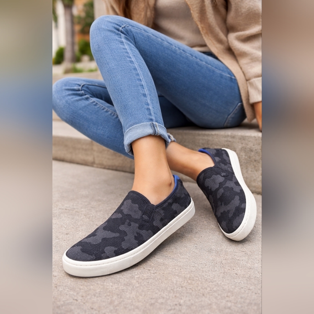 Rothy’s Women’s Slip-On Sneakers Gray Camo‎ Washable Size 10